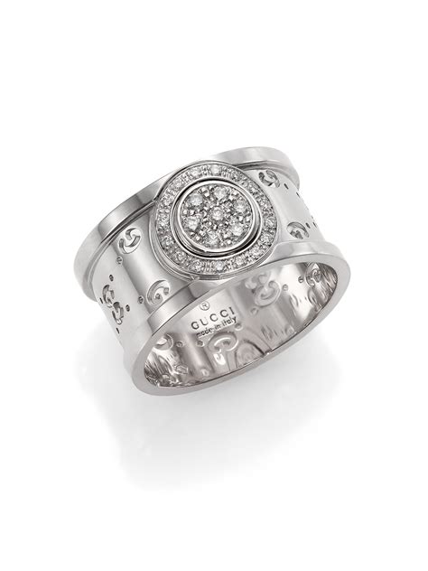 gucci icon 18ct white gold pave diamond ring|Icon ring in white gold and diamond .